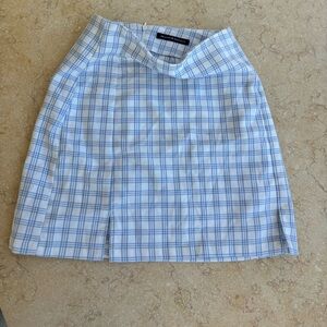 brandy Melville discontinued White and blue plaid mini skirt
